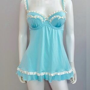 Victoria's Secret Blue and Cream Chemise